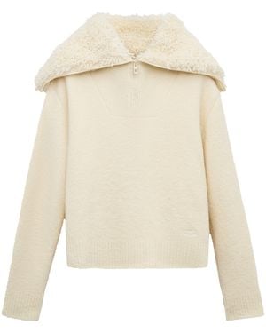 Loewe Wool-Blend Zip-Up Sweater - Natural