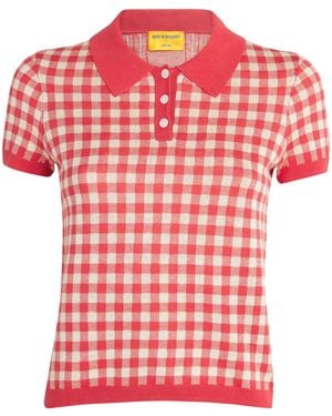 Guest In Residence Silk-Linen Shrunken Polo Jumper - Red