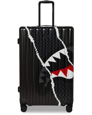 Sprayground Centre Rip Revealing Check-In Suitcase - Black
