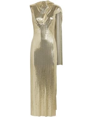 Rabanne Chainmail Cape-Detail Gown - Metallic
