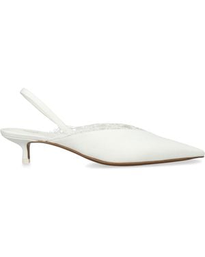 Neous Crepe Lace-Trim Irena Slingback Pumps 40 - White