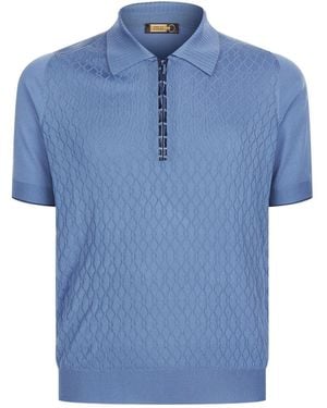 Zilli Alligator Trim Polo Top - Blue