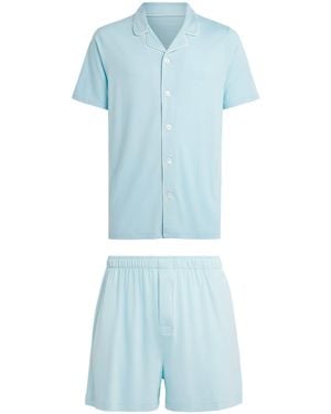 Derek Rose Modal-Blend Short Basel Pajama Set - Blue