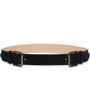 Max Mara Suede Double-Buckle Belt - Black