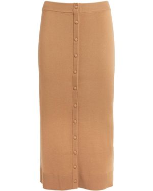 Victoria Beckham Button-Detail Midi Skirt - Brown