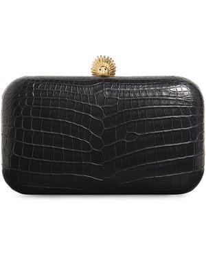 Ethan K Crocodile Leather Clutch Bag - Black