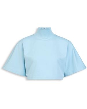 Alaïa Cotton Cropped T-Shirt - Blue
