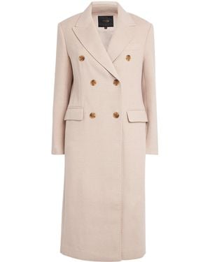 Maje Wool-Blend Double-Breasted Coat - Natural