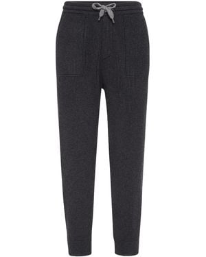 Brunello Cucinelli Cashmere Ribbed Sweatpants - Blue
