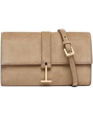 Tom Ford Suede Wallet With Strap - Natural