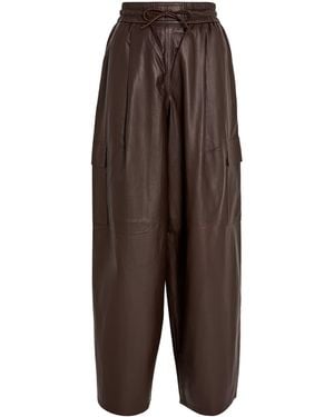 Yves Salomon Leather Cargo Pants - Brown