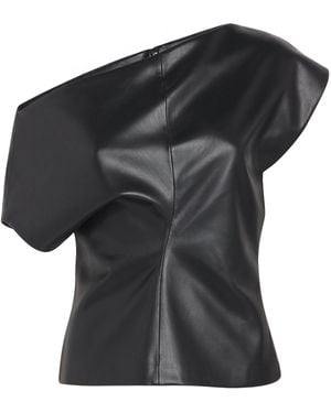 Rag & Bone Faux Leather Eleanor Top - Black