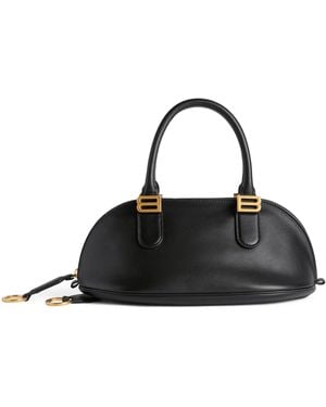 Balenciaga Mini Leather Bolero Bowling Bag - Black