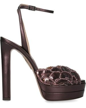 Aquazzura Leather Ce Soir Heeled Sandals 130 - Brown