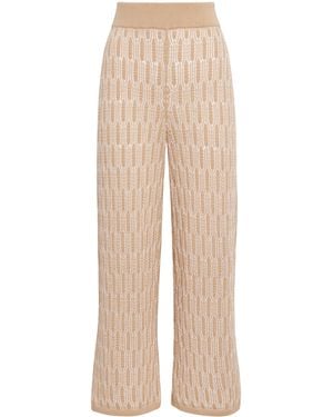 Lafayette 148 New York Cotton Lace-Knit Wide-Leg Trousers - Natural