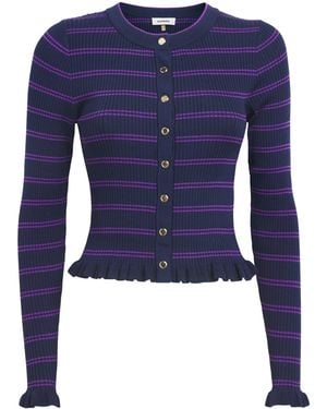 Sandro Knitted Stripe Cardigan - Blue