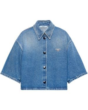 Prada Denim Cropped Shirt - Blue