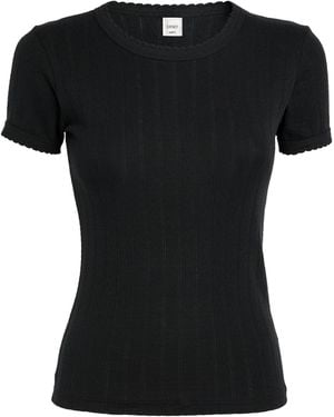 Leset Slim Fit Pointelle T-Shirt - Black