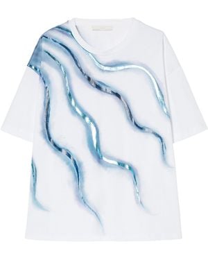 Marina Rinaldi Cotton Printed T-Shirt - Blue