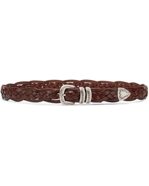 Brunello Cucinelli Leather Woven Belt - Brown