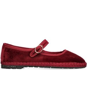 Flabelus Velvet Lucrecia Mary Janes - Red