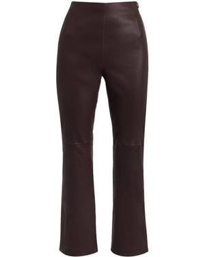 Nour Hammour Leather Cropped Capri Pants - Brown