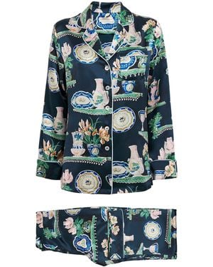 Olivia Von Halle Silk Lila Pyjama Set - Blue
