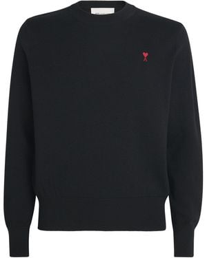 Ami Paris Wool Ami De Coeur Sweater - Black