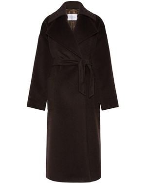 Max Mara Virgin Wool-Alpaca-Cashmere Wrap Coat - Black