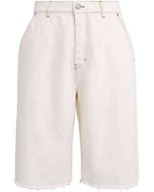 Ami Paris Contrast-Stitch Oversized Denim Shorts - White