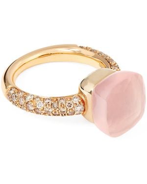 Pomellato Mixed, Diamond, Chalcedony And Quartz Nudo Ring - Pink