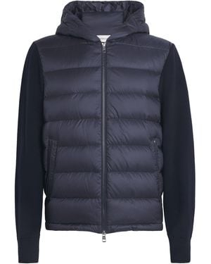 Moncler Virgin Wool Down-Front Hoodie - Blue
