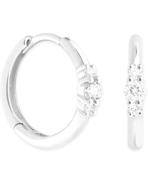 Astrid & Miyu And Diamond Triple Stone Hoops - White