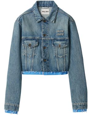 Miu Miu Cropped Denim Jacket - Blue