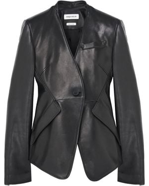 McQueen Leather Peplum Jacket - Black