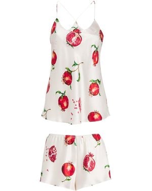Olivia Von Halle Silk Pomegranate Bella Pyjama Set - Red
