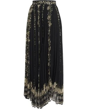 Alice + Olivia Floral Pleated Katz Maxi Skirt - Black