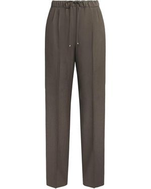 Max Mara Wool Gabardine Drawstring Pants - Gray
