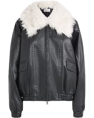 Source Unknown Faux Fur-Collar Rioni Bomber Jacket - Black