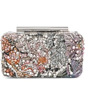 McQueen Leather T-Bar Box Clutch Bag - Gray