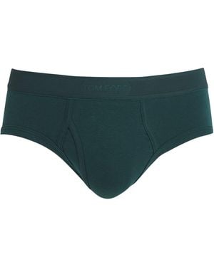 Tom Ford Stretch-Cotton Logo Briefs - Green