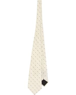 Dolce & Gabbana Silk Polka Dot-Jacquard Tie - White