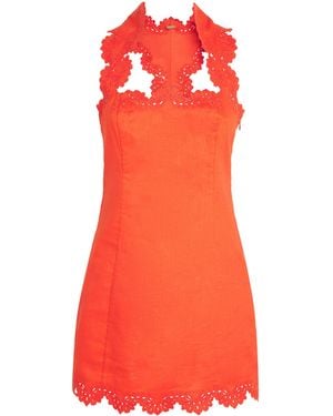 Cult Gaia Linen Lace Derry Mini Dress - Red