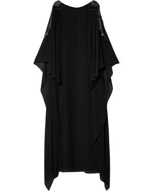Marina Rinaldi Embellished Caped Gown - Black
