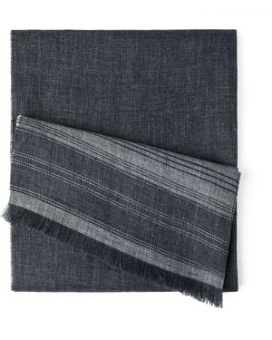 Brunello Cucinelli Linen Stripe Scarf - Grey
