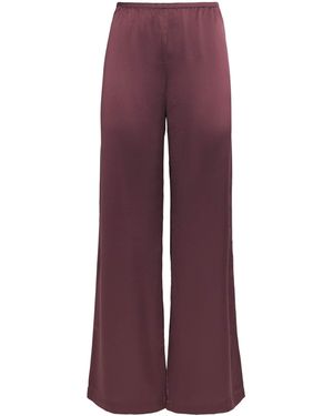 Leset Satin Barb Wide-Leg Trousers - Purple