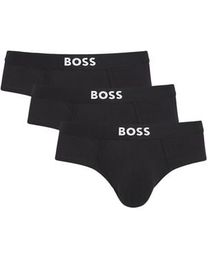 BOSS Stretch-Cotton Logo Briefs - Black