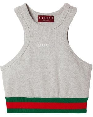 Gucci Cotton Racerback Crop Top - Grey