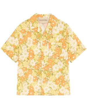 Valentino Linen Floral Shirt - Metallic