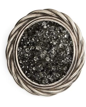 Ralph Lauren Antiqued Twisted-Frame Pyrite Brooch - Metallic